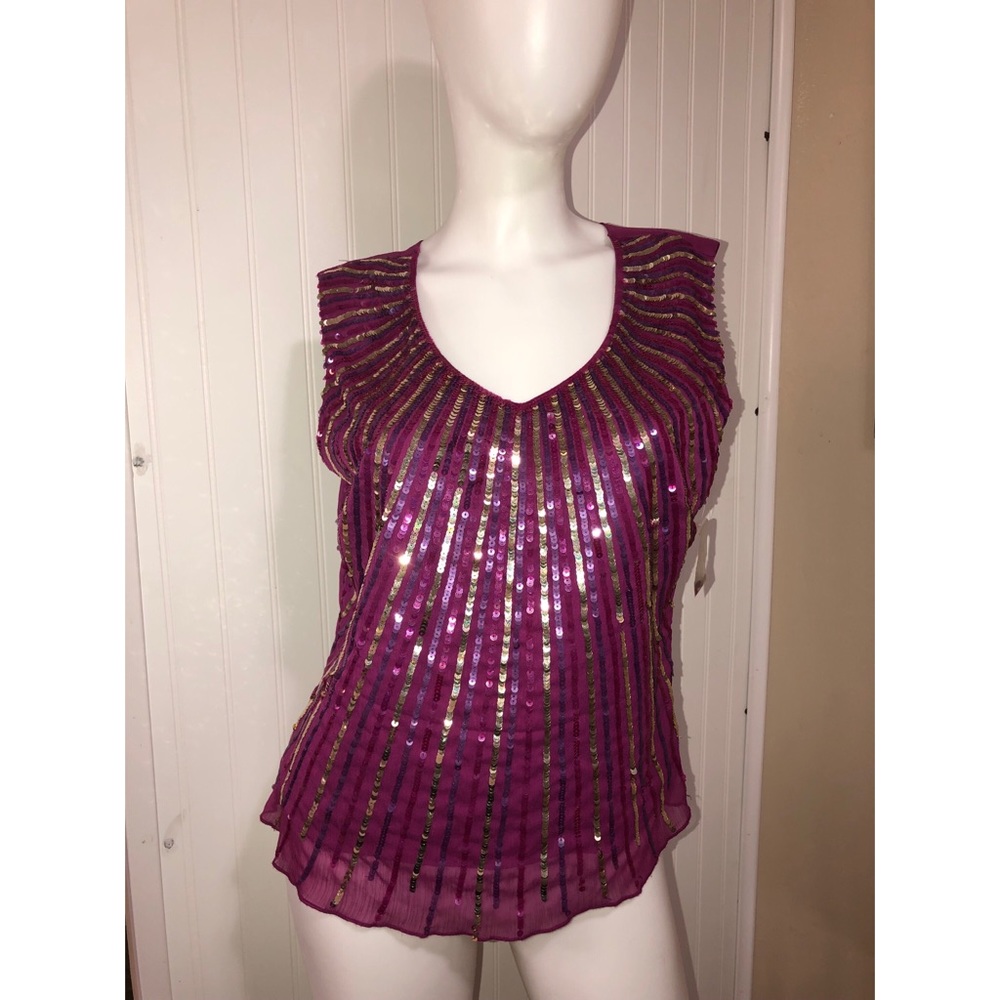 NEW Festival Sequin Pink Magenta Sequin Shirt